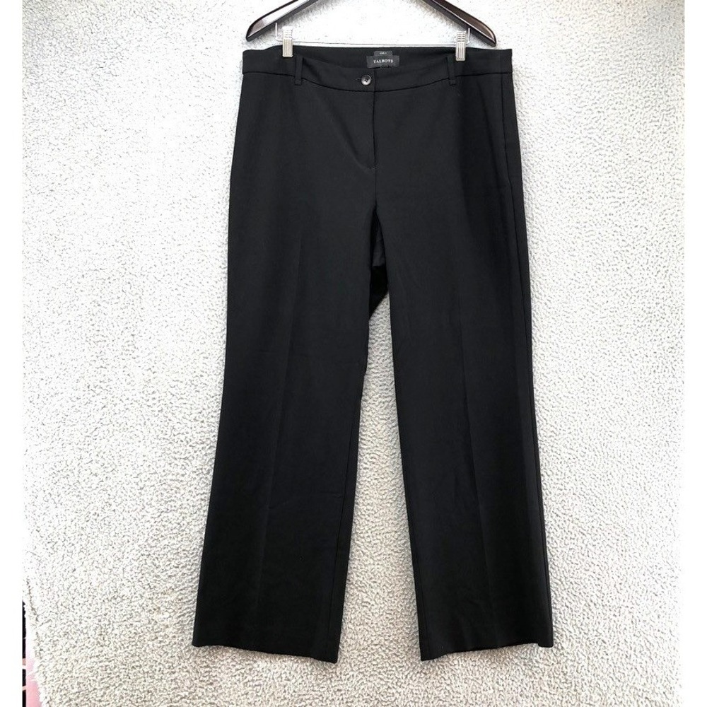 Talbots Dress Pants Women 16 Black Curvy Wide Leg Professional Trousers